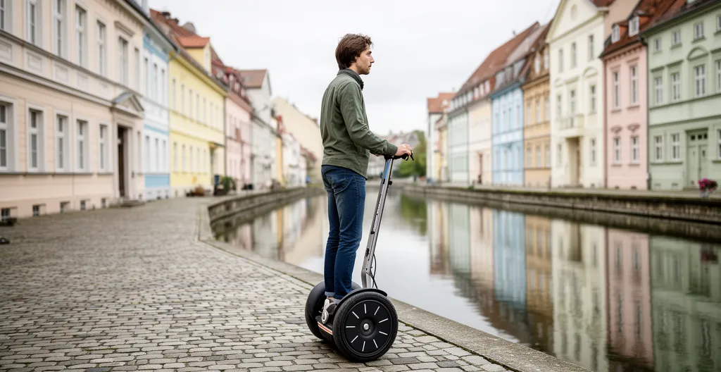 Visiteur sur Segway découvrant la vieille ville d'Annecy près des canaux